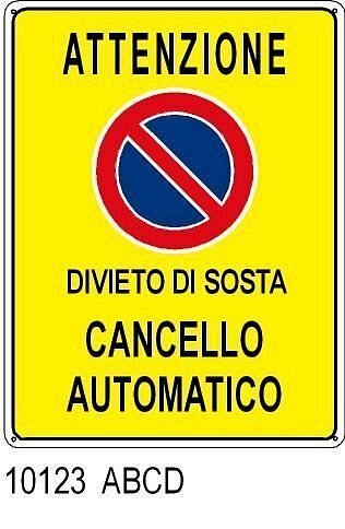 Attenzione cancello automatico - C - Alluminio 200x300 mm - Conf 10 pz