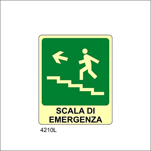 Scala di emergenza in alto a sinistra Luminescente