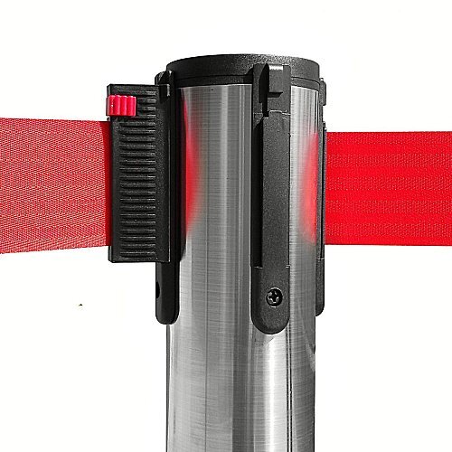 Colonnina TENDILINEA ACCIAIO LUCIDO con base piatta - NASTRO ROSSO