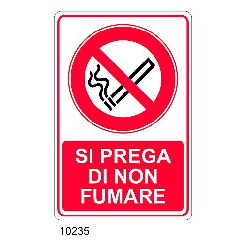 Cartello Si prega di non fumare - Materiale e formato - segnaletica di divieto A - Alluminio 130x200 mm