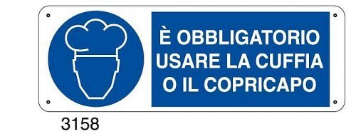 E' obbligatorio usare la cuffia o il copricapo - C - Alluminio 330x500 mm
