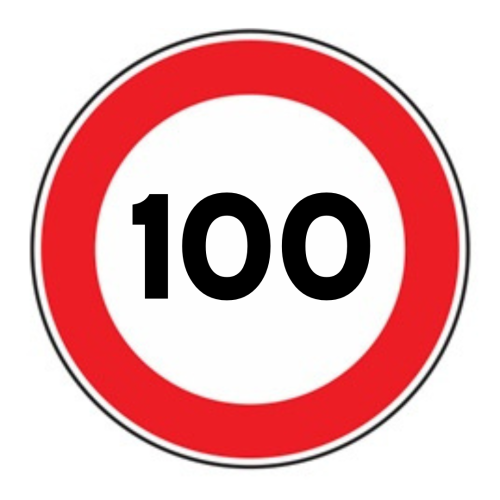 Limite massimo di velocità 100 km/h - A - Alluminio CL.1 40cm