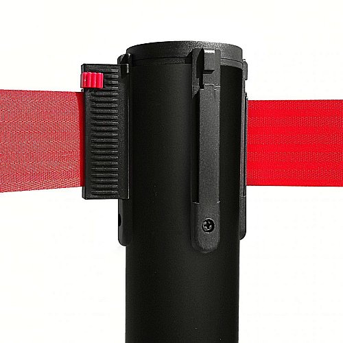 Colonnina Tendilinea nera con base piatta - Nastro Rosso