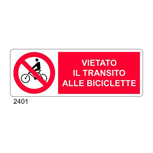 Vietato il transito alle biciclette - C - Alluminio 330x500 mm - Conf 10 pz.