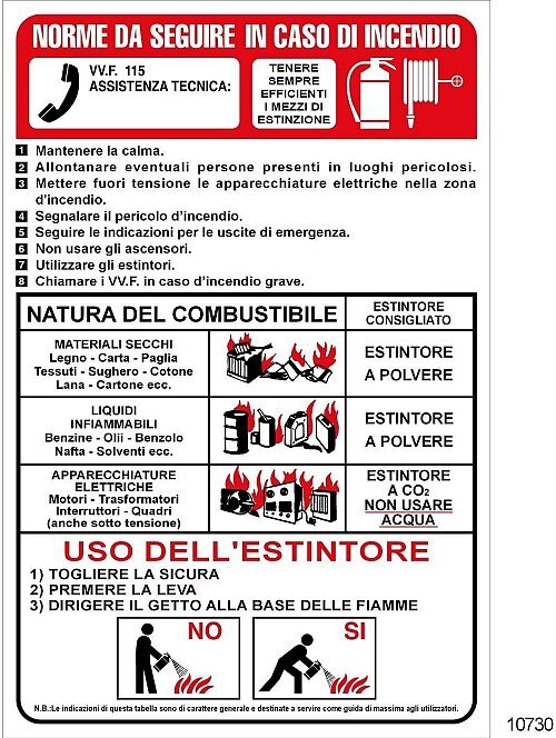 Norme e istruzione da seguire in caso di incendio