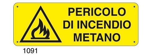 Pericolo di incendio metano - E - Alluminio 500x700 mm - Conf 10 pz.