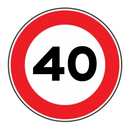 Limite massimo di velocità 40 km/h - A - Ferro - CL.1 40cm