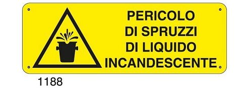 Pericolo di spruzzi di liquido incandescente - A - Alluminio 350x125 mm