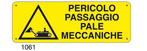 Pericolo passaggio pale meccaniche - A - Alluminio 350x125 mm - Conf 10 pz.