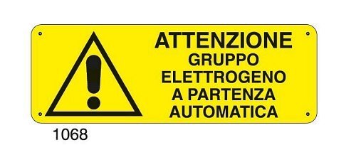 Attenzione gruppo elettrogeno a partenza automatica - A - Alluminio 350x125 mm