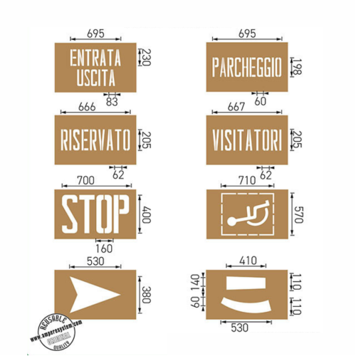 KIT Nº1 - 8 Sagome per la segnaletica dei parcheggi