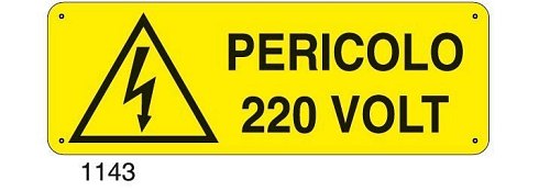 Pericolo 220 volt - B - Alluminio 765x270 mm