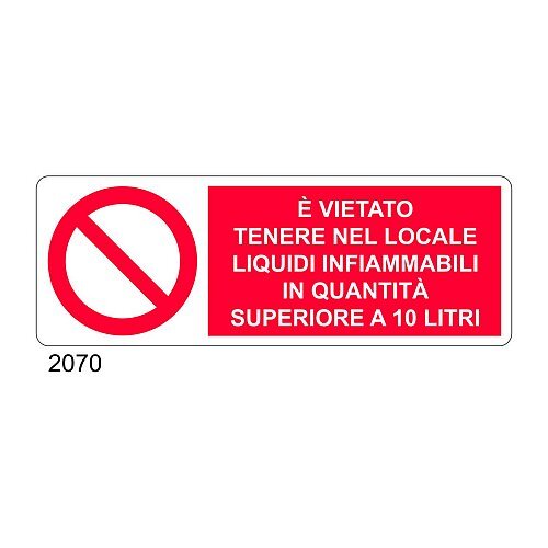 E' vietato tenere nel locale liquidi infiammabili in quantità superiore a 10 Litri