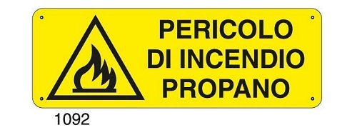 Pericolo di incendio propano - A - Alluminio 350x125 mm