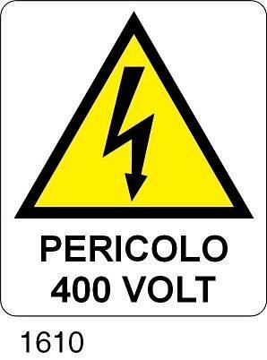 Pericolo 400 volt - B - Alluminio 220x280 mm