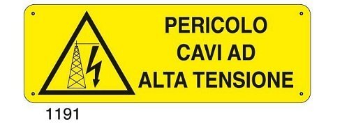 Pericolo cavi ad alta tensione - D - Alluminio 1400x500 mm - Conf 10 pz.