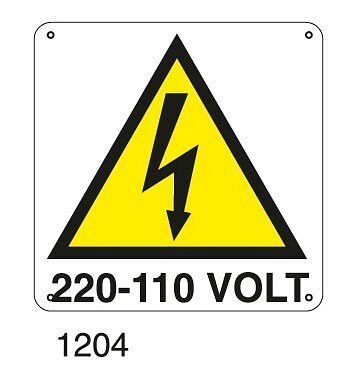Pericolo 220-110 VOLT - D - Alluminio 580x580 mm