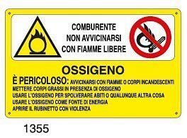 Comburente non avvicinarsi con fiamme libere-Ossigeno,pericolo avvicinarsi