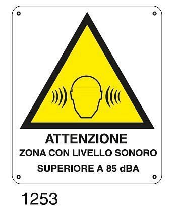 Attenzione zona con livello sonoro superiore a - D - Alluminio 580x730 mm