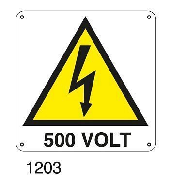 Pericolo 500 VOLT - D - Alluminio 580x580 mm