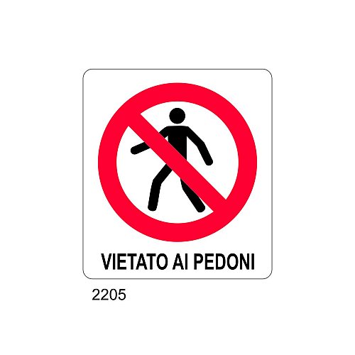 Vietato ai pedoni - C - Alluminio 270x330 mm - Conf 10 pz.