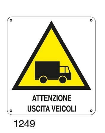 Attenzione uscita veicoli - C - Alluminio 360x400 mm