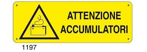 Attenzione accumulatori - A - Alluminio 350x125 mm