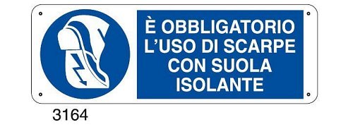 E' obbligatorio l'uso di scarpe con suola isolante - C - Alluminio 330x500 mm