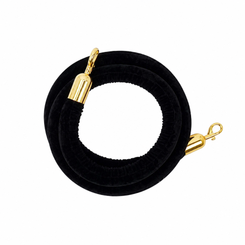 Cordone di delimitazione Nero in Velluto con moschettoni Gold mt. 2
