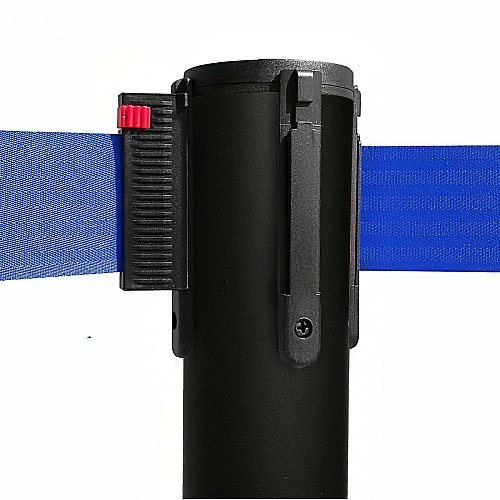 Colonnina Tendilinea nera con base piatta - Nastro Blu
