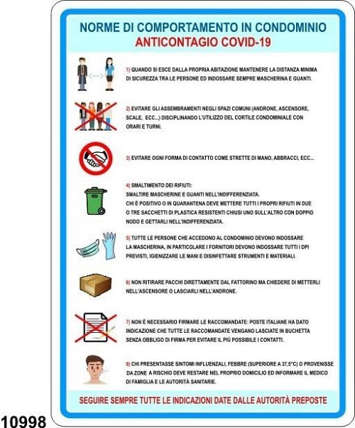 Norme di comportamento in condominio anticontagio Covid-19 - A - PVC adesivo - 250x350 mm