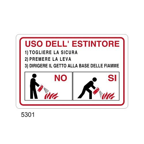 Uso Estintore - B - Alluminio 500x330 mm