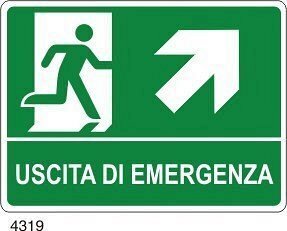 Uscita di emergenza freccia diagonale destra in alto