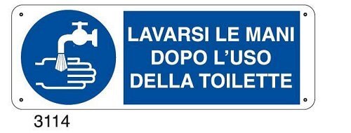 Lavarsi le mani dopo l'uso della toilette - C - Alluminio 330x500 mm - Conf 10 pz.
