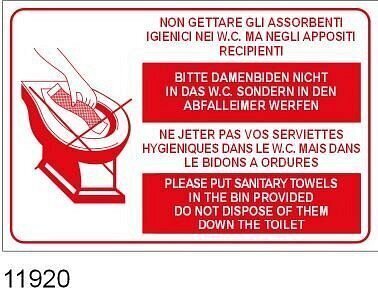 Non gettare gli assorbenti igienici nei WC ma negli appositi recipienti