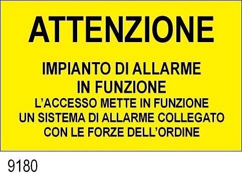 Attenzione impianto di allarme in funzione - A - PVC adesivo 80x40 mm - 25Pz