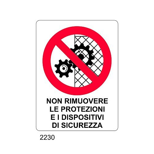 Non rimuovere le protezioni e i dispositivi di sicurezza - A - PVC adesivo 115x180 mm