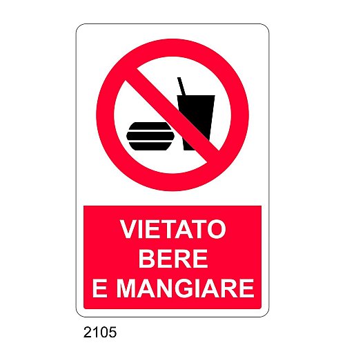 Vietato bere e mangiare - E - Alluminio 500x700 mm - Conf 10 pz.