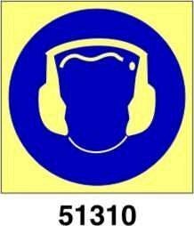 Wear ear protection - indossare protezioni acustiche - B - PVL 150x150 mm