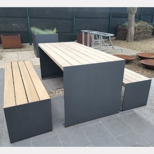 SET AMBURGO CON PANCHINE SENZA SCHIENALE LEGNO PREGIO