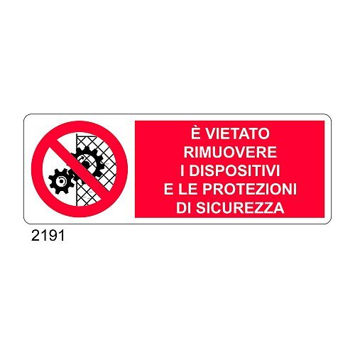 E' vietato rimuovere i dispositivi e le protezioni di sicurezza
