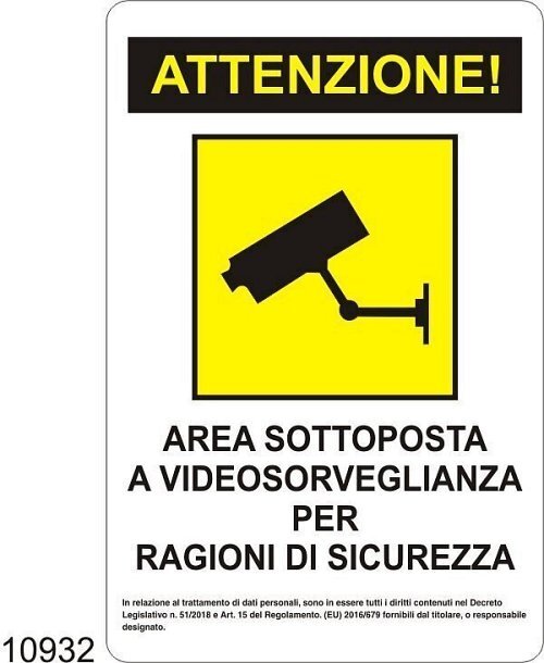 Area sottoposta a videosorveglianza  Alluminio A - 300x200 mm