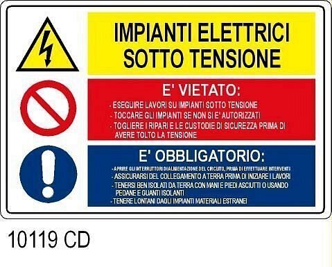 Impianti elettrici sotto tensione - C - Alluminio 200x300 mm - Conf 10 pz