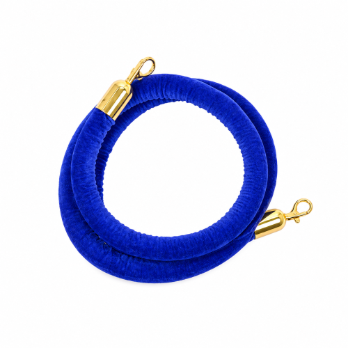 Cordone di delimitazione Blu in Velluto con moschettoni Gold mt. 2