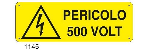 Pericolo 500 volt - C - Alluminio 330x500 mm