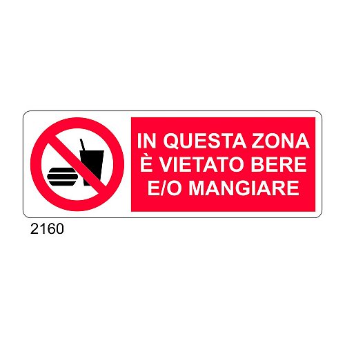 In questa zona è vietato bere e/o mangiare - C - Alluminio 330x500 mm - Conf 10 pz.