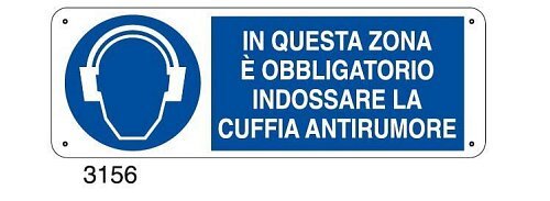 In questa zona è obbligatorio indossare la cuffia antirumore - C - Alluminio 330x500 mm