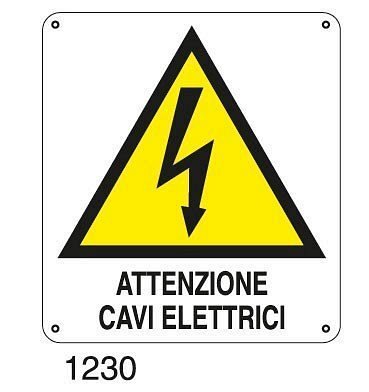 Attenzione cavi elettrici - B - PVC adesivo 220x250 mm - Conf 10 pz.