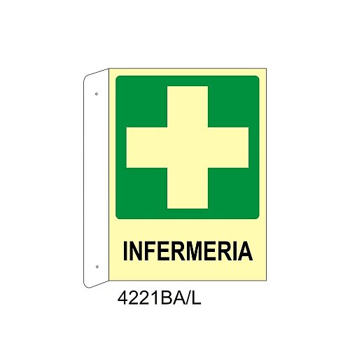 Infermeria - Alluminio - C - 230x310mm - Bifacciale a Bandiera - Luminescente - Conf.1 pz
