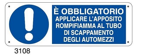 E' obbligatorio applicare l'apposito rompifiamma al tubo di scappamento degli automezzi - D - Alluminio 1400x500 mm